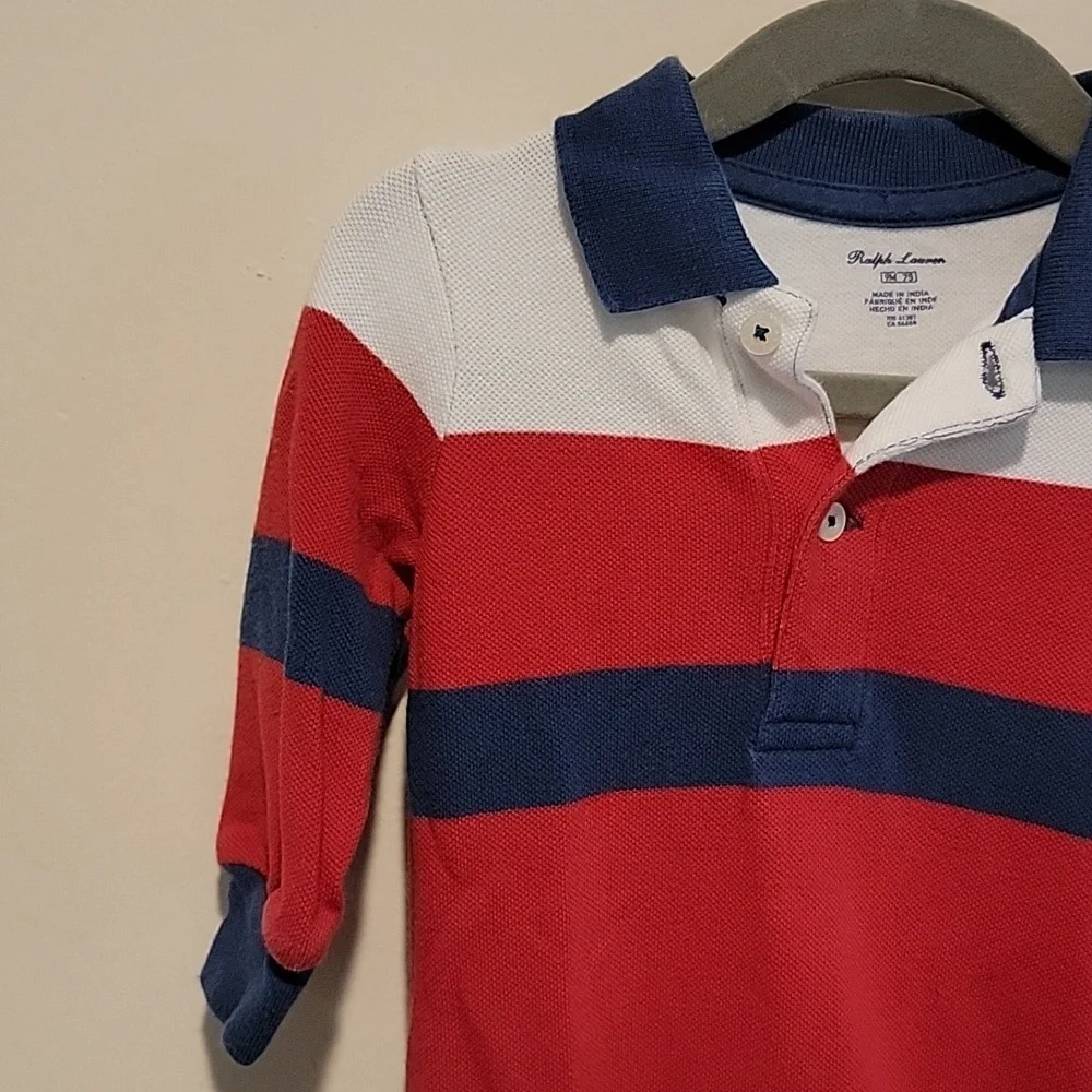 Polo Ralph Lauren white red and blue stripe hoodie 9 months 9 mos baby boy